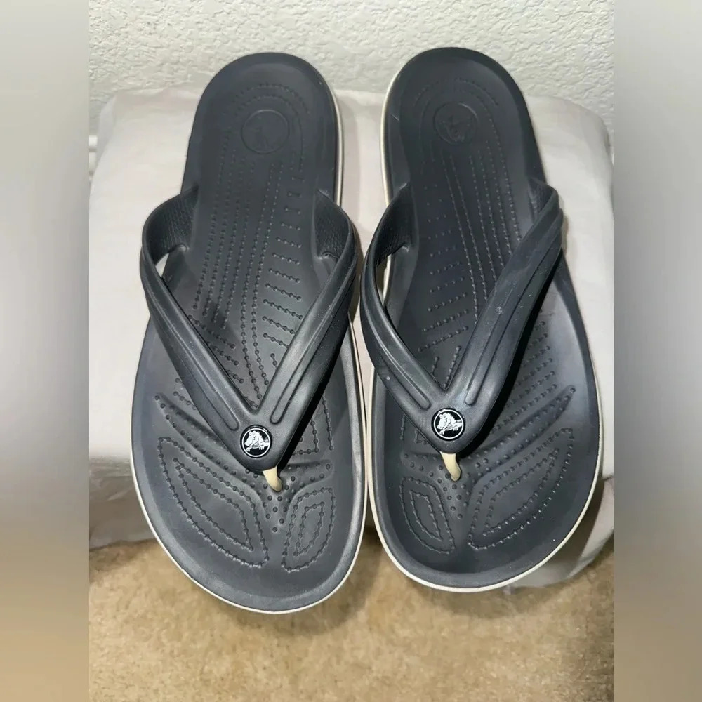 Crocs Unisex Crocband Flip Flop Sandal Black Size W12 M10 - Picture 5 of 13